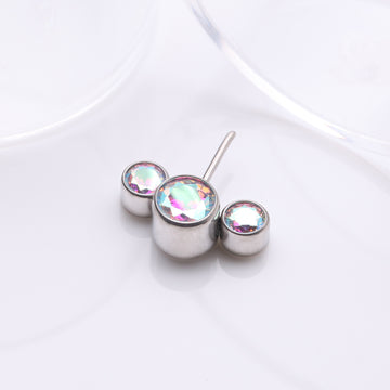 Detail View 1 of Implant Grade Titanium OneFit Threadless Triple Bubble Sparkle Front Facing Top Part-Aurora Borealis